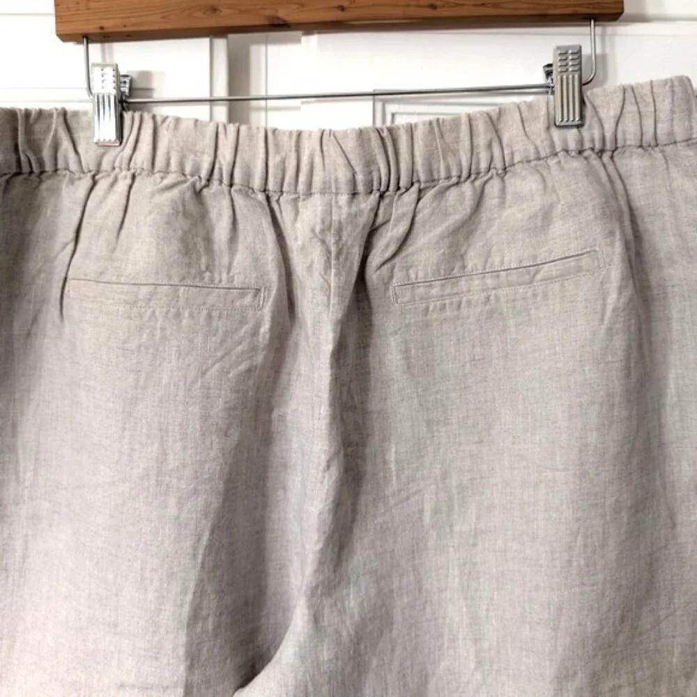 NWOT Chico's 100% Linen Pull On Pants Pockets Flax Size 3 (XL/16)